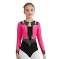 thumbnail image 3 of TSSOE Gymnastics Leotard for Girls Sheer Mesh Skating Jumpsuit Ballet Dance Leotard Activewear Bodysuit Hot Pink 12, 3 of 5