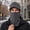 Gray, variant on Men's Balaclava Hat with Visor, Pull‑On Stretchy Solid Color Windproof Warm Winter Full Face Neck Cover for Cycling Skiing Black