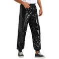 thumbnail image 4 of INSPIRE CHIC Sequin Pants for Men's Sparkly Disco Costume Elastic Waist Shiny Metallic Joggers 30 Black, 4 of 6
