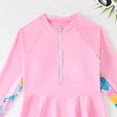 thumbnail image 4 of mgoYE Girl Swimsuit Size 14-16 Girls Rash Guard Two Pieces Swimsuit Long Sleeve Bathing Suit(Pink,14-15 Years), 4 of 6