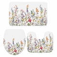 thumbnail image 2 of Pink Yellow Flower Bathroom Rugs Set Red Rose Spring Plant Pastoral Style Non Slip Absorbent Soft Bath Mats 3 Piece Set with Bathroom Rug, U-Shaped Floor Mat, Toilet Seat Cover Small Size, 2 of 9
