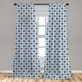 thumbnail image 5 of Ambesonne Dutch Curtains, Rhombuses and Flowers, Pair of 28"x63", Dark Blue and White, 5 of 5