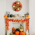 thumbnail image 2 of CASAFUN Maple Leaves Garland Hanging Fall Leave Vines with Faux Pumpkins and Berries Artificial Autumn Orange Foliage Garland for Halloween Thanksgiving Home Fireplace Decor, 2 of 6