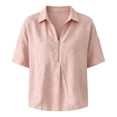 thumbnail image 6 of cfhntfmh Womens Tops Summer Half Sleeve Collared V Neck T-Shirts Zipper Loose Casual Workout Shirts Solid Color Clothes, 6 of 6