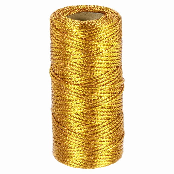 Uxcell 1.5mm Metallic String, 16 Ply Decorative Metallic Bakers Twine Thread Cord Rope for Gift Wrapping DIY Crafts Making Ornament Decor, Gold Tone, 55Yards