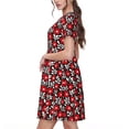 thumbnail image 2 of Fotbe Red Floral Vestido Largo de Moda para Mujer, Vestido Tipo Camiseta con Manga Corta y Estilo Casual a Rayas y Bloques de Color, 2 of 6