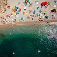 thumbnail image 2 of Packed Beach Painting Print on Wrapped Canvas, 2 of 7