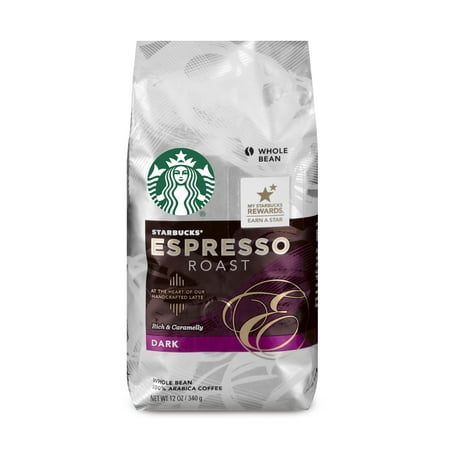 Starbucks Espresso Roast Dark Roast Whole Bean Coffee, 12-Ounce