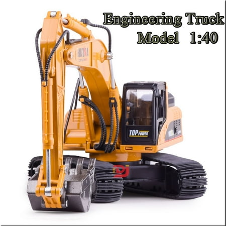 Excavator Tractor Toy 1/40 Scale Alloy Construction Vehicle Toy Truck Excavator Model Goldmine Digger Scooter Pulling Cart Tractor Car Kids Childrens Pretend Play Toys Christmas Birthday Gift ()