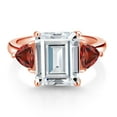 thumbnail image 2 of Gem Stone King 18K Rose Gold Plated Silver Red Garnet Ring Set with Moissanite (8.46 Cttw), 2 of 3