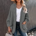 thumbnail image 2 of Ediodpoh Women Casual Solid Crochet Sweater Cardigan Loose Long Sleeve Pocket Long Coat Cardigan Sweaters for Women Dark Gray S, 2 of 7
