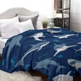 thumbnail image 6 of Ocean Animal Blanket Smooth Soft Starfish Shark Turtle Print Blanket Kid Baby for Sofa Chair Bed Office Travelling Camping 40x50 Inch, 6 of 7