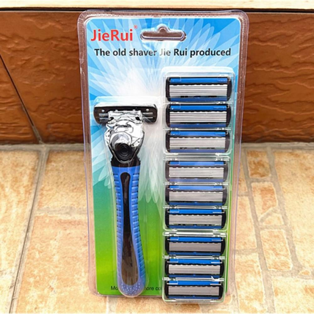 Men's 6 Blade Razor System - Mens Shaving Razors with 9 Replacement Blade