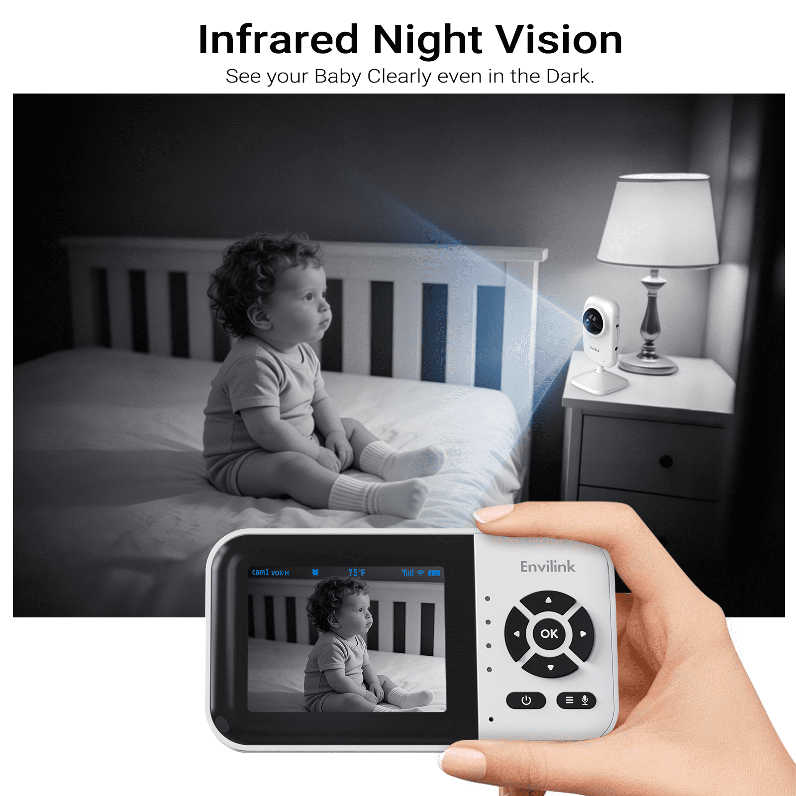 Baby Monitor with Camera and Audio, Video Baby Monitor WiFi Night Vision, 2.8" LCD Screen Baby Camera VOX Mode Alarm and 1200ft Long Range