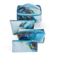 thumbnail image 2 of Bolsa de cosméticos de 4 piezas Bolsa de maquillaje para viaje Bolsa de maquillaje portátil con aspecto de mármol moderno Cuero de PU a prueba de agua Adepaton 2035568-3, 2 of 9