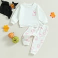 thumbnail image 4 of Fortune Toddler Girls Boys Long Sleeve Ghost Print Sweatshirts Long Pants 2Pcs Fall Set, 4 of 8