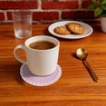 thumbnail image 5 of Unique Bargains 1 Pc Round Pearl Heat Insulation Mat Drink Coaster Pink Cotton rope, 5 of 5