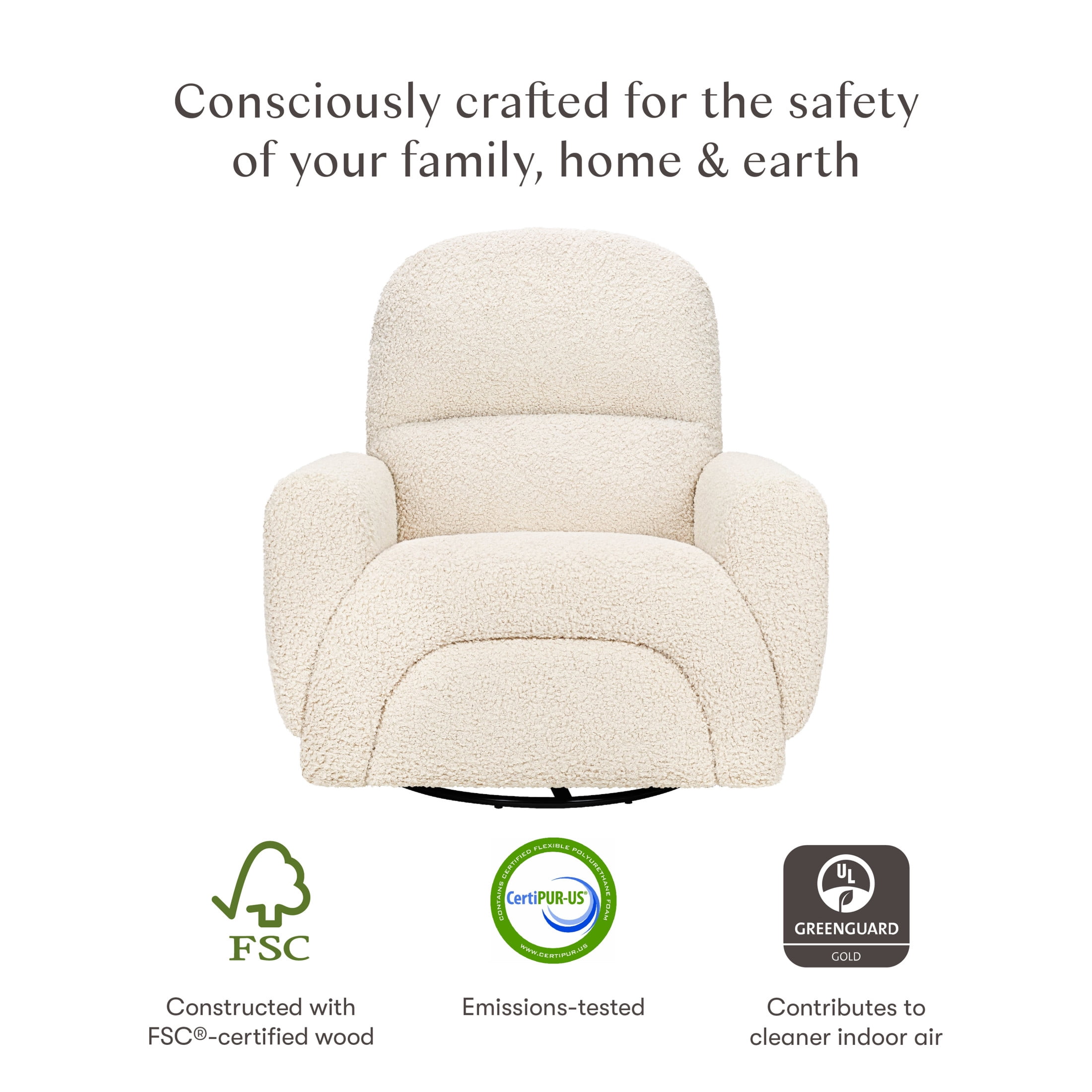 Babyletto Rainbow Recliner and Swivel Glider in Teddy Loop