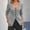 Gray, variant on Women's Solid Color U-Neck Button Cardigan Blazer Top Jacket Without Pocket, Fashionable Open Front Knit Sweater Coat for Casual Office Wear and Daily Outfits, Chic Layering Piece for Women