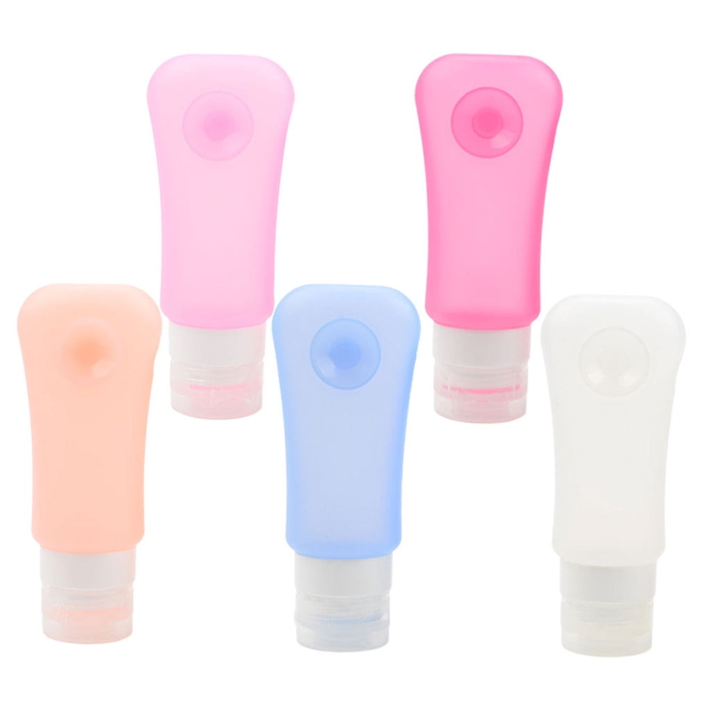 ROMANSENTIAL 5Pcs Travel Toiletry Containers made of Silicone for Moisturizer Dispenser with Leakproof Features