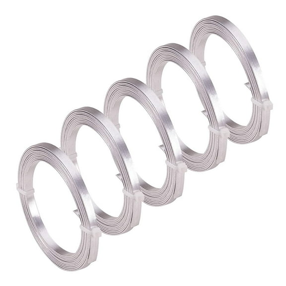 5 Roll 32 Feet 5mm Flat Aluminum Wire 18 Gauge Craft Metal Wire Plain Bezel Wire for Bezel Sculpting Armature Jewelry Making Gem Metal Wrap Silver
