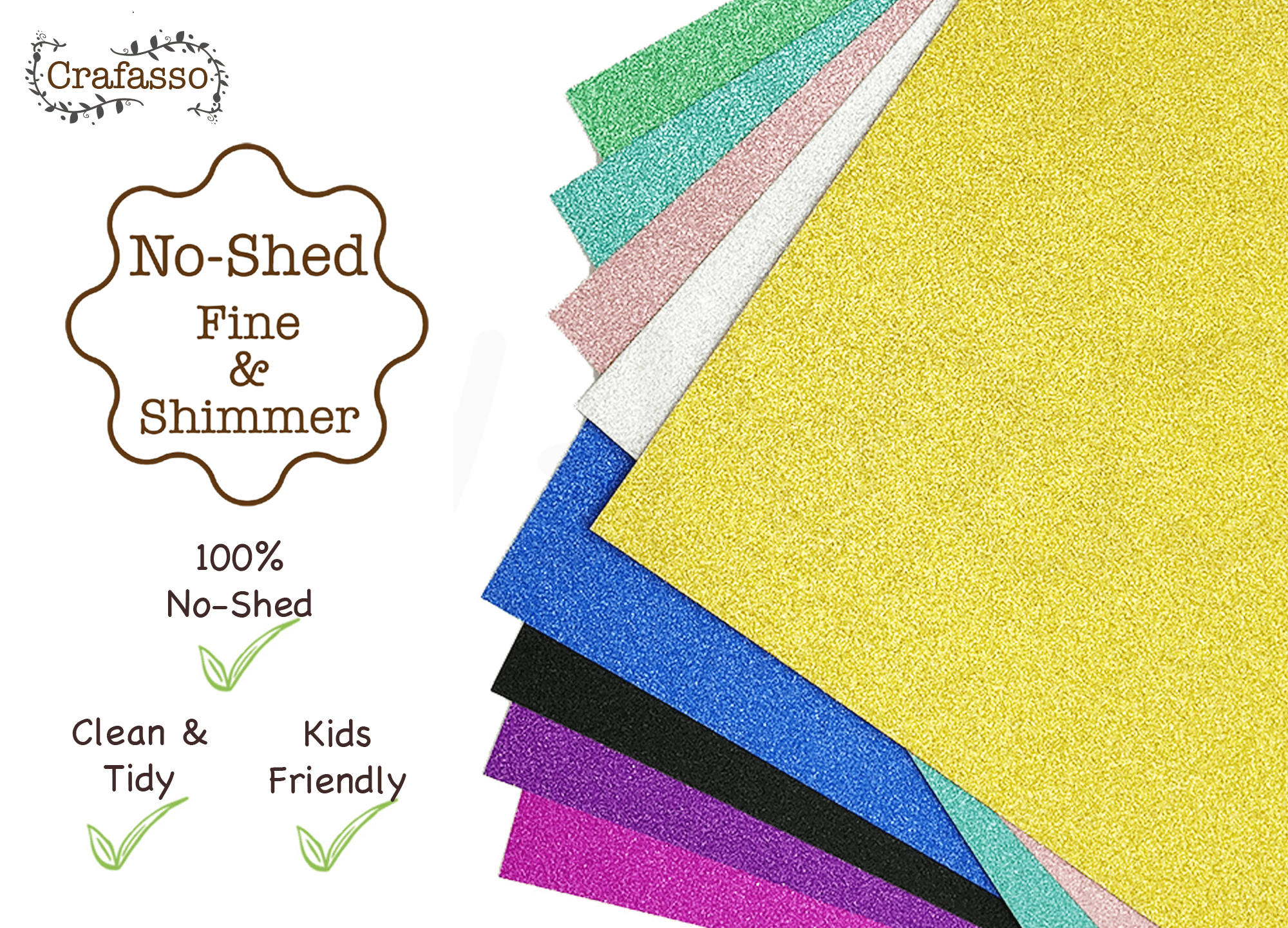 crafasso no-shed shimmer glitter cardstock, 12" x 12" 300gms, 15 sheets, light blue