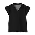 thumbnail image 6 of Lumtrix Girls Short Sleeve Polo Shirt Kids Cute Flying Ruffle Sleeve Collar School Uniform Shirts Tops 5-14 YearsBlack 140, 6 of 8