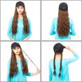 thumbnail image 2 of 20" Curly Baseball Cap With Hair Curly Long Wavy Corn Wave Hairpiece With Baseball Hat Attached Adjustable Cap Synthetic Yaki Hair for Girls Women (Black/Brown), 2 of 7