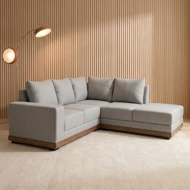Sala Esquinera Derecha Easy Living Tous Gris en L tapizada con estructura de madera de pino