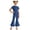 Blue, variant on JUMEYU Summer Outfits for Girls Girls Clothes Little Girl Outfits Short Sleeve Tops & Cargo Pants 2pcs Girls Clothing Size 7-8 (Coffee,7-8 Years)