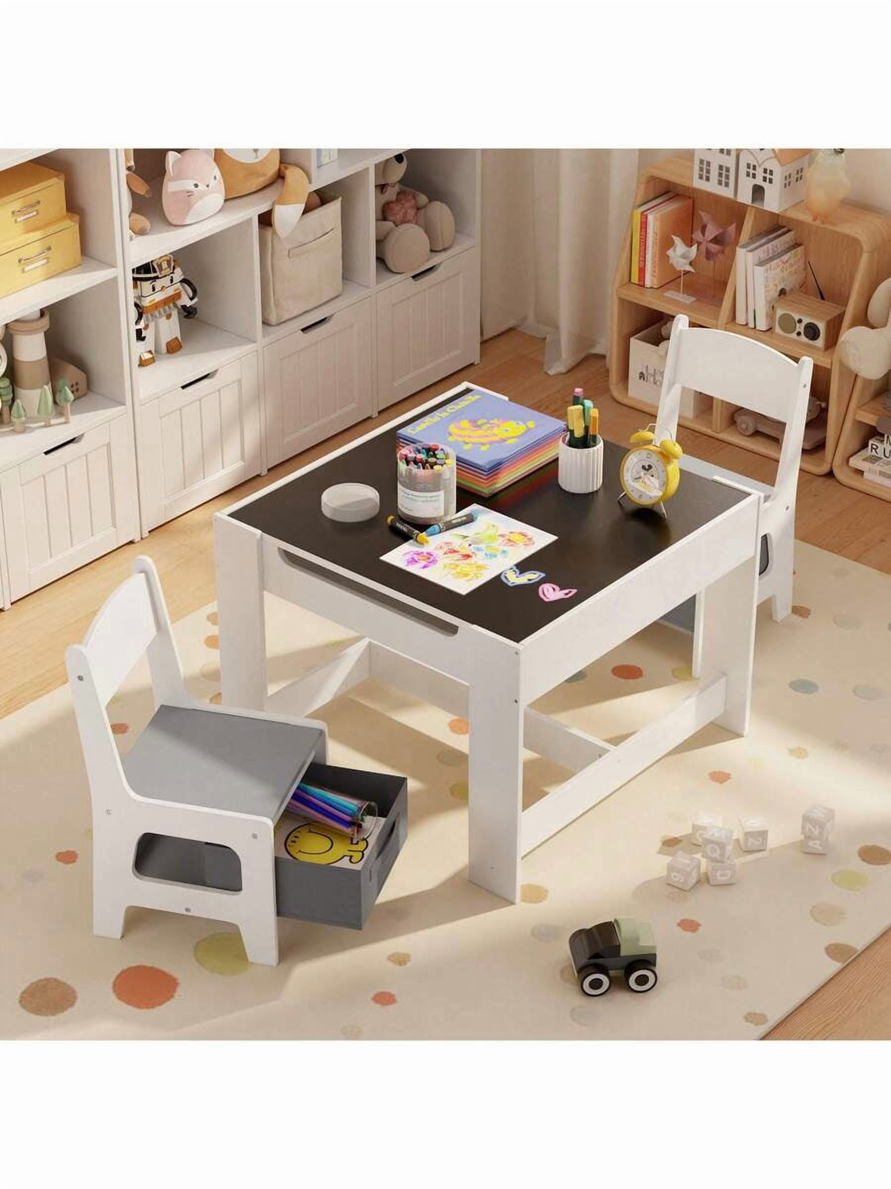 4-In-1 Multi-Functional Kids Table And Chair Set, Suitable For Children  To Drawing, Crafting, Eating And Play Before Going To School, With  Storage Space Under The Table And Chairs