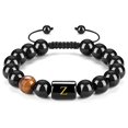 thumbnail image 1 of Con Letras Ajustables De 10Mm, Cuentas De Piedra De Ojo De Tigre De Ónix Negro Natural, Pulsera De Cuerda Trenzada, Regalo Significativo 26 Pulseras Methold AP006886-26, 1 of 6