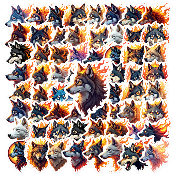 Cool Wolf Theme Stickers, Waterproof Wolf Theme Sticker for Water Bottle Laptop Phone Cases Planner Skateboard Luggage Helmet Party Favor Decor, Ideal for Adults Teens Teacher Rewards