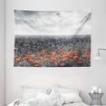 thumbnail image 1 of Poppy Tapestry, Flower Field Pattern with Greyscale Background Remembrance Day Theme Nostalgic, Wall Hanging for Bedroom Living Room Dorm Decor, 80"W X 60"L,Orange and Grey, by Ambesonne, 1 of 2