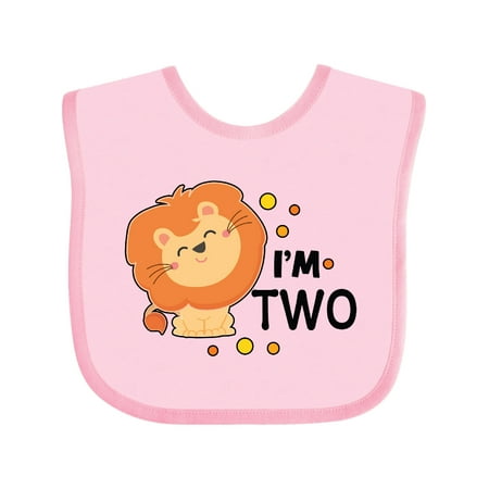 

Inktastic Im Two with Cute Smiling Lion Gift Baby Boy or Baby Girl Bib