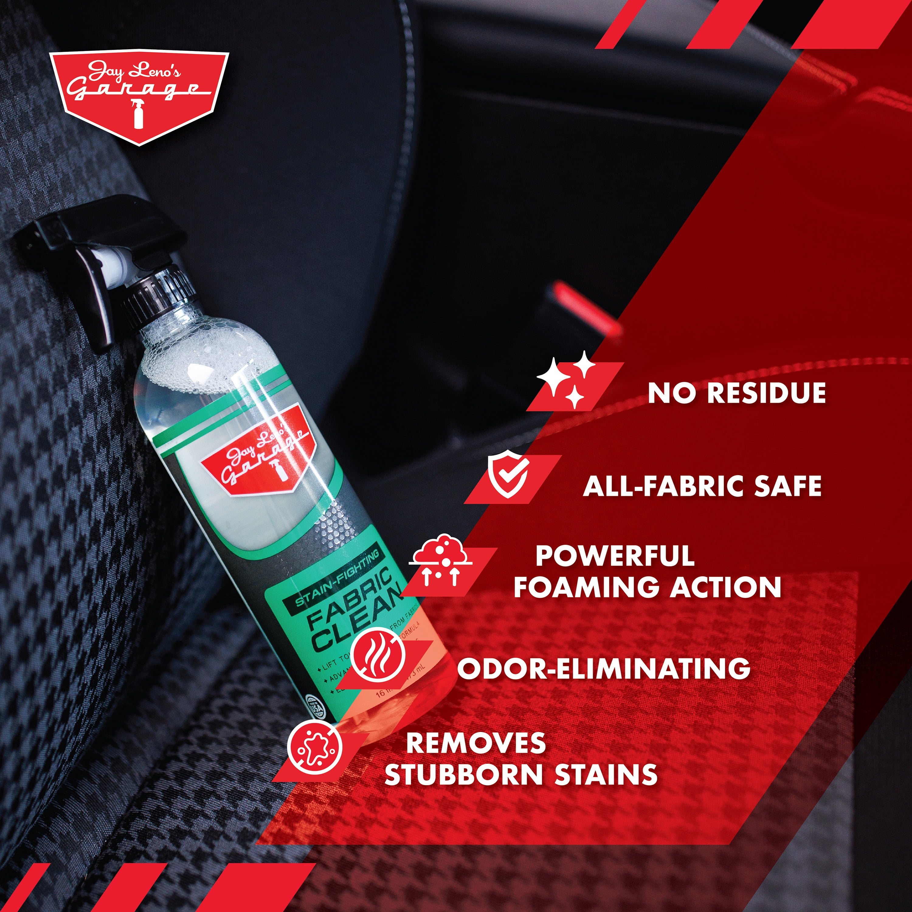 (2 pack) Jay Leno's Garage Fabric Clean (16 oz) - Cleans Car Cloth, Carpet, Upholstery, and More