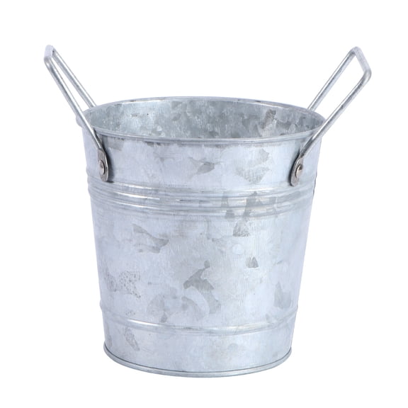 Kesenlong Rustic Metal Flower Bucket with Handles for Home Gardening Office Decor
