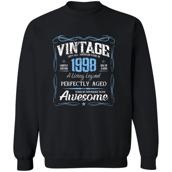 Classic Birthday Made In 1998 28 Years Old 28Th Bday Decoration Vintage Crewneck Pullover Sweatshirt