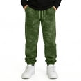 thumbnail image 4 of Boys Sweatpants Straight Open Bottom Pants Elastic Waist Athletic Joggers Casual Sweat Pant with Pockets Army Green 5-6 Years, 4 of 7