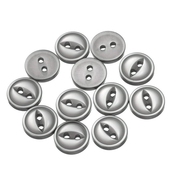Uxcell 12pcs 18L Light Gray Round Sewing Buttons 11.5mm 15/32" Resin 2-Hole Fish Eye Craft Replacement Button