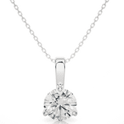 1/2 CT Diamond Solitaire Pendant Necklace in 14K White Gold with a 14K White Gold Adjustable 16" to 18" Cable Chain (I2-I3, I-J)