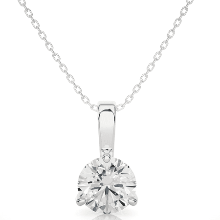 1/4 CT Diamond Solitaire Necklace in 14K White Gold, Adjustable Cable Chain (I2-I3, I-J)by Jolene Jarrett