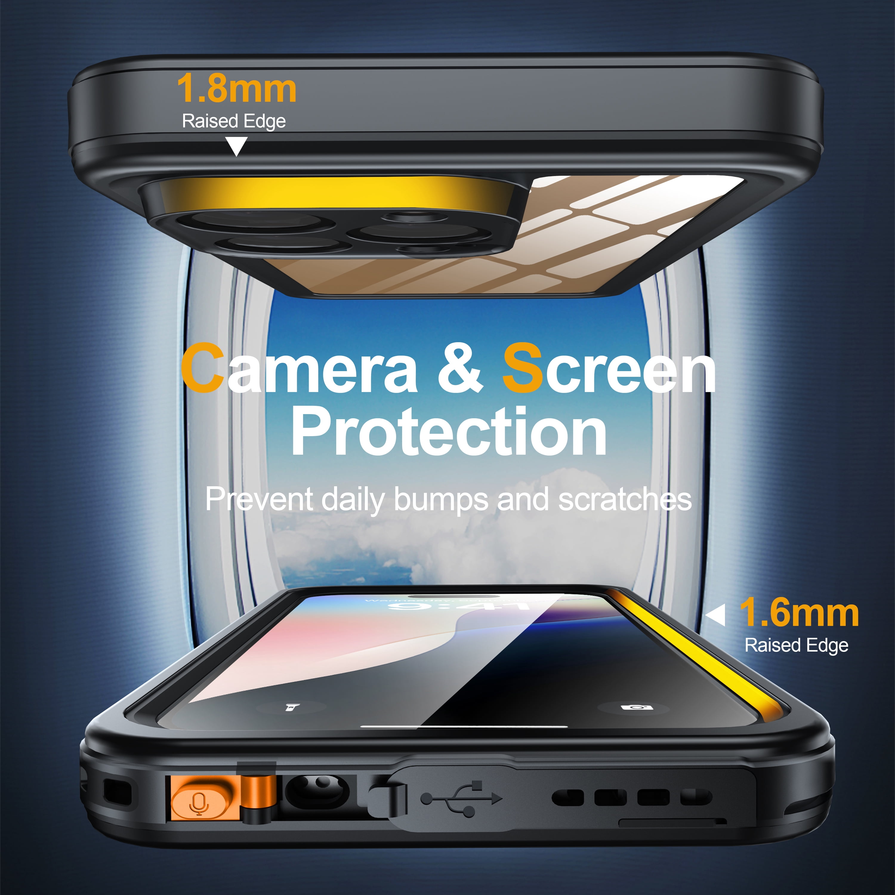 ANTSHARE For iPhone 16 Pro Case, Waterproof Built-in Screen Protector, [12 FT Military Drop Proof] [Full Body Shockproof] [Dustproof] [IP68 Underwater] Phone Case For iPhone 16 Pro 6.3''- Black