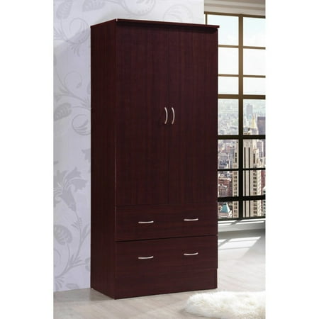 Hodedah Imports 2 Drawer 2 Door Wardrobe