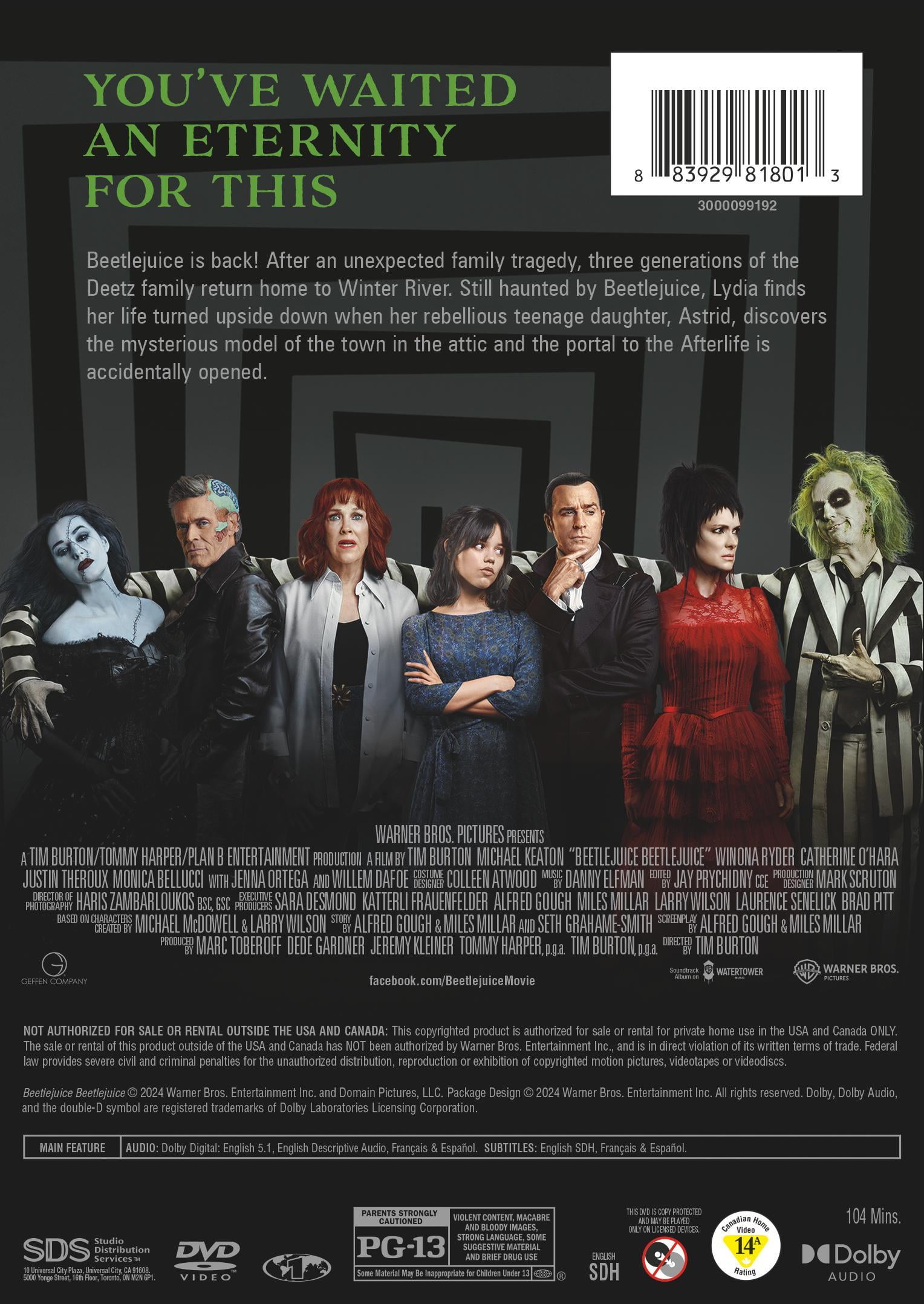 SDS Beetlejuice DVD, Comedy Fantasy Adventure, PG-13, Haunted