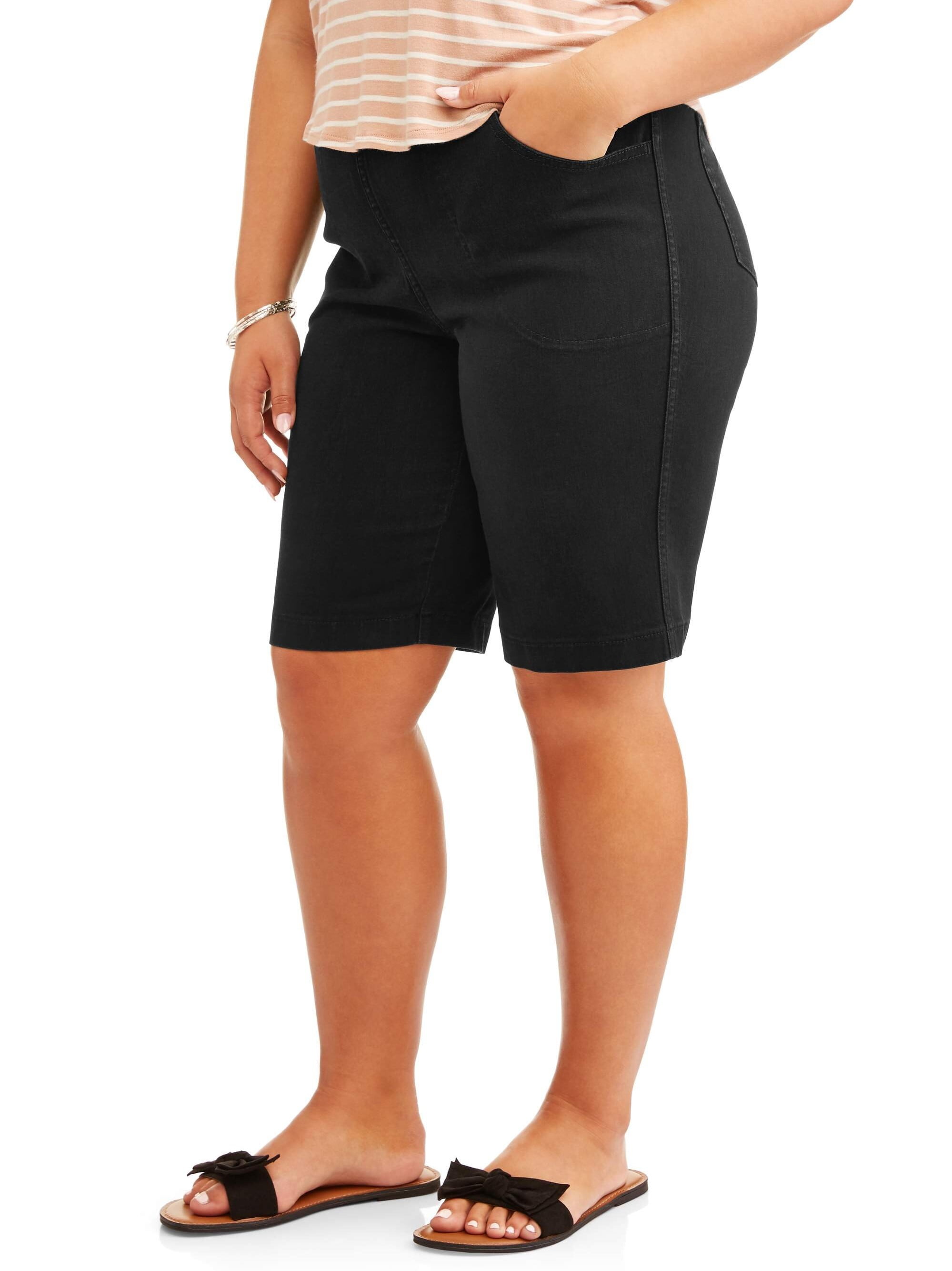 Just My Size Women s Plus Size 4 Pocket Pull On Bermuda Shorts 