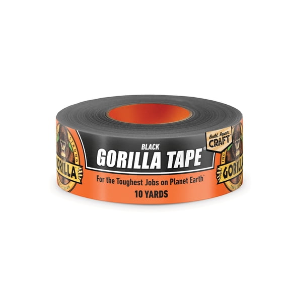 Gorilla Black Polyethylene Coated Cloth Duct Tape, 10 Yards x 1.88 inches, Single Roll