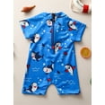 thumbnail image 5 of Bagilaanoe Toddler Baby Boy One-Piece Swimsuit Cartoon Print Short Sleeve Rashguard Swimwear 3T 4T 5T Kids Summer Beach Jumpsuit Bathing Suit, 5 of 9