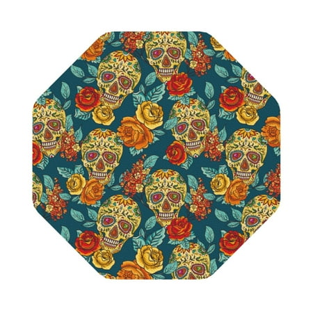 

Lukts Skull And Flowers Leather Drinks Coasters Set of 4 Suitable or Drinks Furniture Protection and Easy Clean up