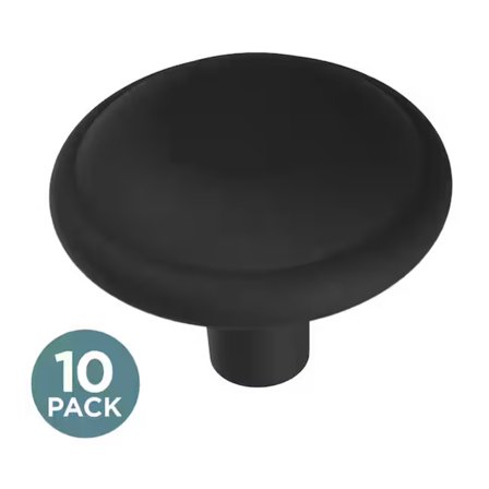 Liberty P11775C-FB 1 3/16" Domed Top Round Cabinet Knob Matte Black 10 Pack